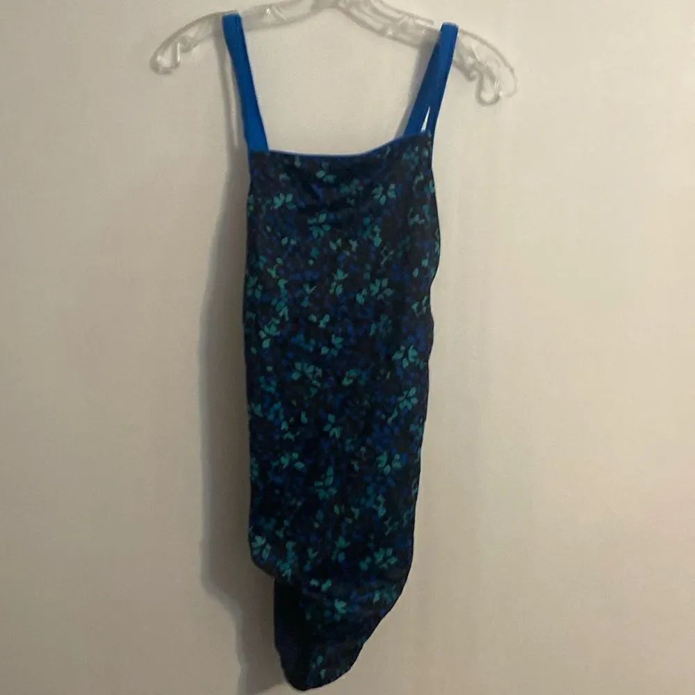 Land's End Blue, Green swimsuit, size 14